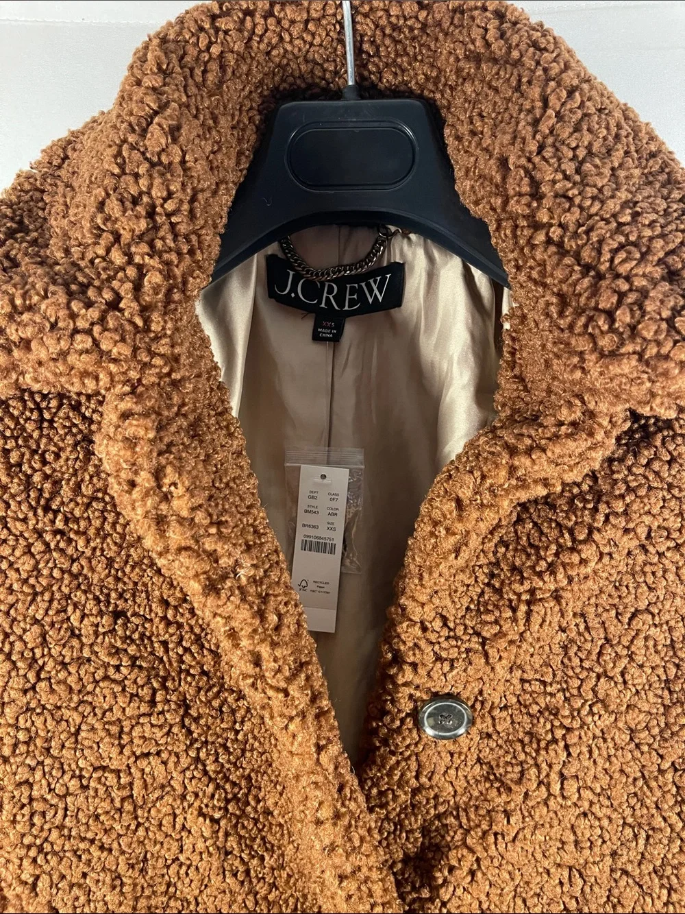 NWT J. Crew Women's Rust Brown Teddy Coat Size XXS